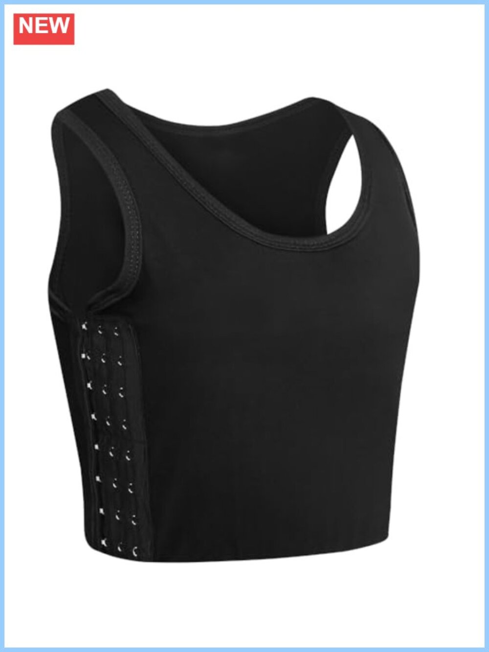Transgender FTM Breathable Cotton Chest Binder Tank Top with Hook-and-Eye